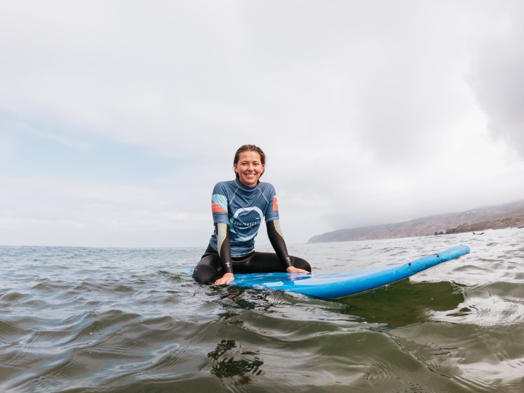 learning to surf in Portugal